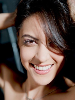 Solo model Carolina Abril has rock hard nipples as she poses in the nude